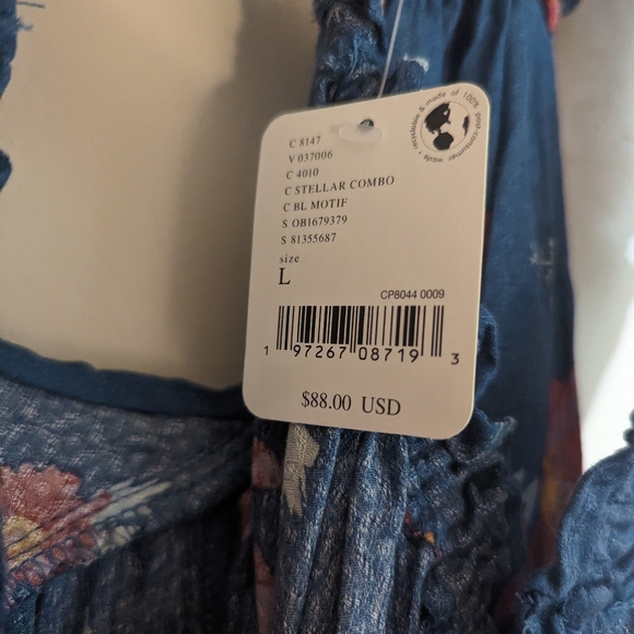 Free People - Bali Wild Daisy Slip mini dress in blue motif, size L, NWT - Picture 3 of 4